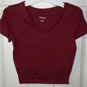 Wild fable maroon v neck crop top
